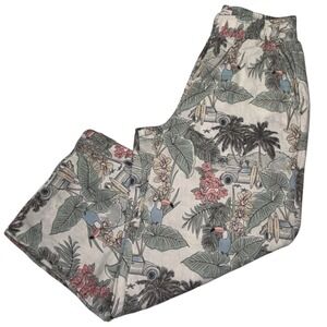 C&C California Tropical Toucan Linen Wide Leg Pants Resort Beach Boho Small